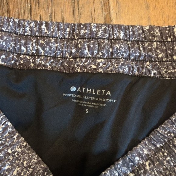Athleta 4" Run Shorts, black and white patterned, size small - Picture 3 of 6